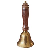 Колокольчик латунный с деревянной ручкой (полиш), 14 х 6  k06